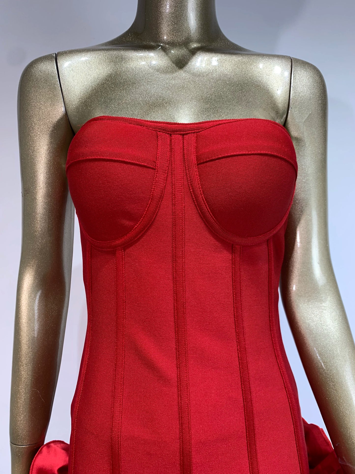 Ladies Sexy Strapless Backless Red Flower Mini Bandage Women Celebrity Dress 2025